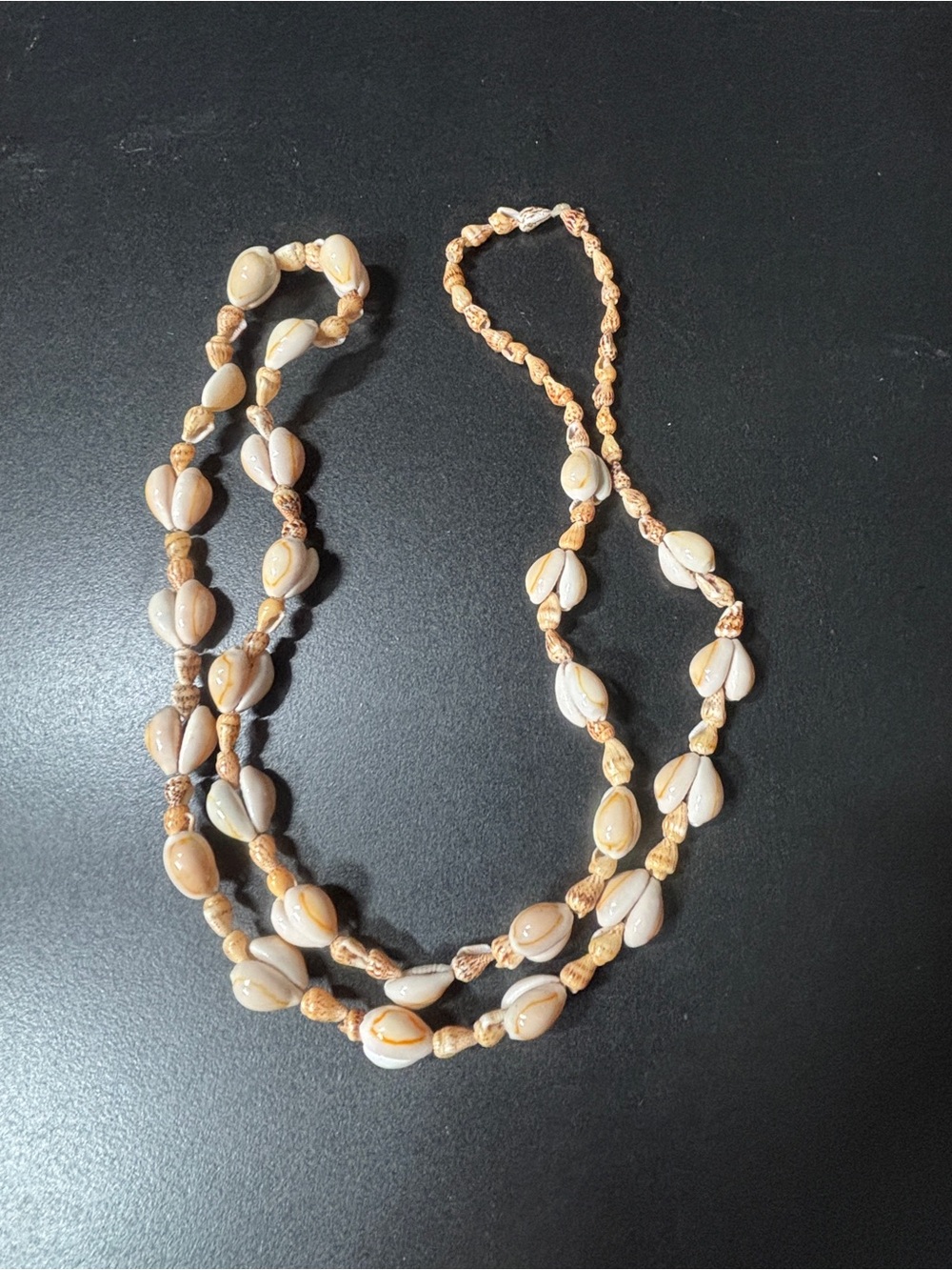 Source Unknown Shell Bead Necklace - Cream and Tan